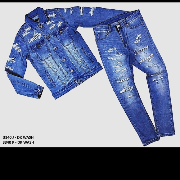 New Men's Focus Denim Jacket Set $199 - Picture 1 of 1